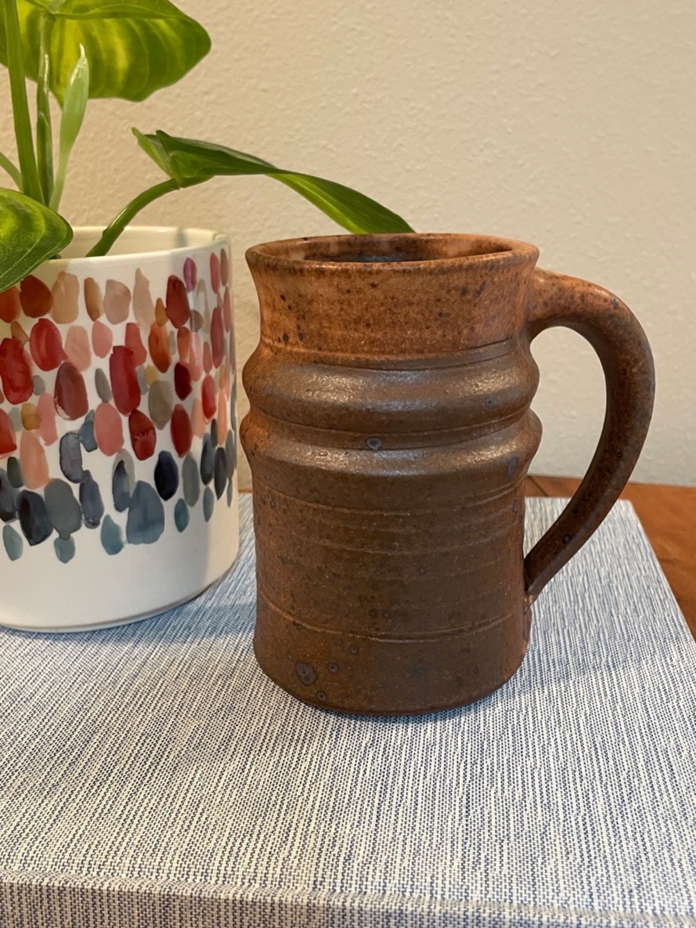 Orcas Island Studio Pottery Mug – Hand-Thrown Ribbed Stoneware – Earth Tone